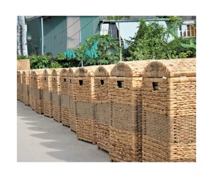 Customized New Brand Woven Rectangle Water Hyacinth Basket With Three Compartments Woven Basket