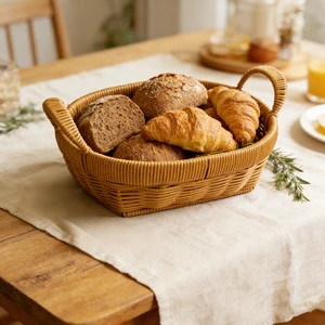Modern Simplicity Eco-Friendly PP Rattan Wicker Woven Storage Baskets for Home Use with Fruit Vegetables Bread Basket