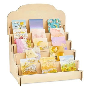 Casual Rectangular Wooden Storage Rack Handicrafts Wind Display Cabinet Lacquer for Greeting Cards Furniture Decorations