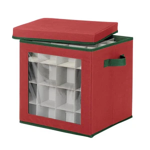 Modern Square Ornament Cube Chest with 64 Compartment Dividers Durable Christmas Decor Storage Box-Factory Wholesale