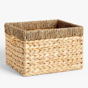Woven Luxury European Storage Water Hyacinth Basket Manufacturer Bulk Supplier Eco Friendly Customizable Sizes Supermarket