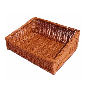Slanted Dark Brown Woven Rattan Wicker Basket