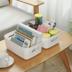 Plastic Storage Basket Three Sizes Rectangular Large Capacity Stackable Portable for Kitchen Bedroom Office