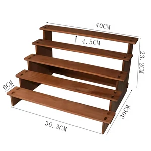 5-Tier Bamboo Jewelry Display Stand Natural Wooden Ladder Organizer For Hairpins Bracelets Earrings Storage