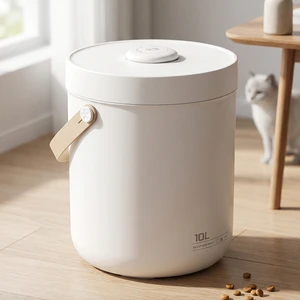 Extra Large 10L Stainless Steel Airtight Vacuum Sealed Grain Storage Bin With Lid Scoop USB Charging Keep Fresh Household Use