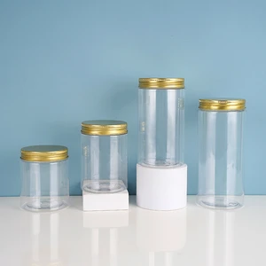 4oz 8 Oz 500ml Transparent Pots Cosmetic Jars Body Scrub Container Empty Pet Plastic Jars With Lids