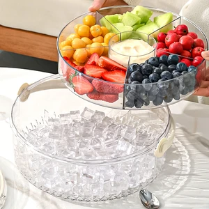 Kitchen Sealed Portable Plastic Spice Container Snack Storage Snackle Clear Divided Serving Veggie Tray Box With Lid and Handle