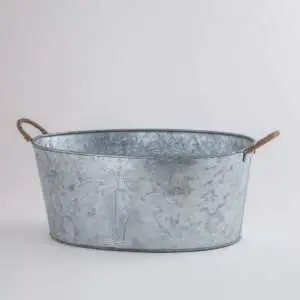 Zinc Decorative Storage Box in Palm Tree Design Unique Bucket Style for Home Decor
