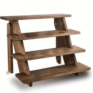 Custom Multi-Tiered Wood Display Shelf - Perfect for Collectibles, Decorative Objects and Small Plants.