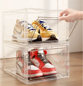 Stackable Transparent PP Plastic Storage Box Dustproof Rectangle Design 3-6L Portable Easy Clean for Organizing Shoes Storage