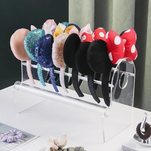 High Quality Acrylic Headband Holder Clear Hairband Organizer 3-Tier Stackable Modern Display Stand Storage Rack