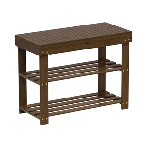 Modern Bamboo Three-Tier Multifunction Console Shoe Rack Bench Storage 2L Capacity Dimensions 70x28.5x45.5cm Living Room Small
