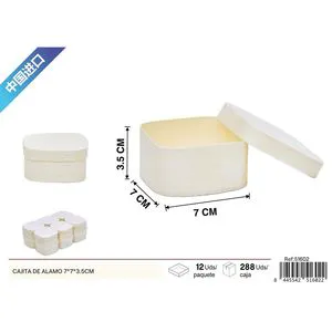 Poplar Wooden Decorative Storage Box 7x7x3.5cm for Home Decor