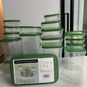 17-Piece Set Plastic Crisper Fruit Storage Box Transparent with Lid Sealed for Refrigerator