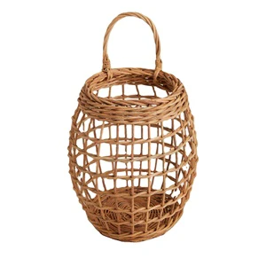 Elegant Natural Round Rattan Storage Basket XXL Woven Wicker with Rope for Laundry & Home Hanging Decoration