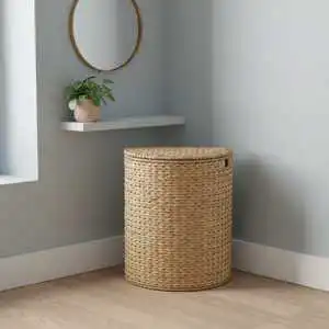 Large Natural Rattan Laundry Basket Multi Purpose Wicker Organizer with Durable Handles