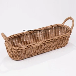 Hand Woven Basket Eco Friendly Feature Handmade Home Decor Organizer Rattan Basket Oval Shape With Handles
