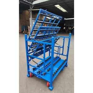Customizable Industrial Wire Shelving Unit Auto Parts Transport Cart Double Sided Storage Rack for Logistics