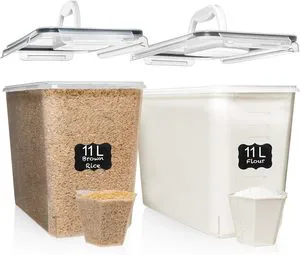 OWNSWING 2 PC (11L | 372 Oz) Flour Sugar Storage Containers with Easy Carry Handle - Plastic Extra Large Food Storage Containers