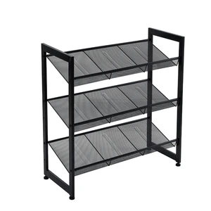 Stackable 3 Tier Shoe Rack Angled Stackable Shoe Rack Shelf Metal Mesh Shoe Storage Rack for Home