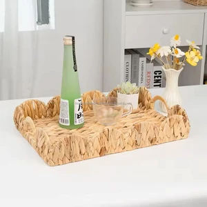 Hot Selling Modern Rectangular Natural Water Hyacinth Storage Decorative Basket with Handles Convenient for Daily Use Lids