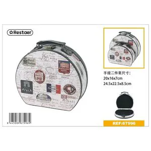 Set of 2 Semicircular Wooden Decorative Storage Boxes 24.5x22.5x8.5cm and 20x16x7cm