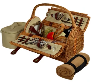 Hand Woven Willow Material Picnic Basket