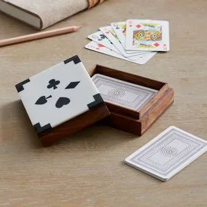RR Enterprises RR202513223 Designer Resin Card Deck Storage Box Decorative Storage Solution Made in India for Your Home