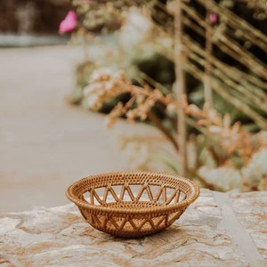 Small Rattan Bowl, Rattan Basket Handwoven Basket Wicker Basket Straw Basket Little Basket Summer Decor Wall Basket, Wedding Gif