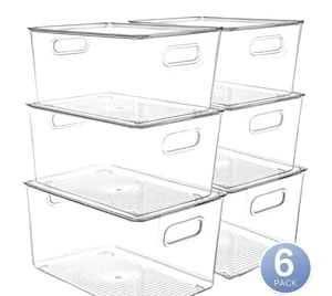 Clear Organizer Bins Stackable Organizer Boxes Plastic Containers Plastic Acrylic Storage Bins for Organization with Handles