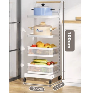 Wholesale 5-Layer Efficient Storage Metal Steel Rack Detachable Foldable Vertical Design with Wheels for Home Kitchen Use
