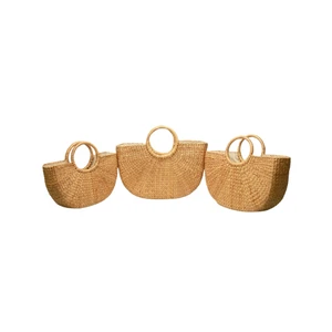 Popular Wicker Hyacinth Rattan bamboo Bag Natural Straw Basket Handmade Flower Decor Home Decoration Made in Viet Nam