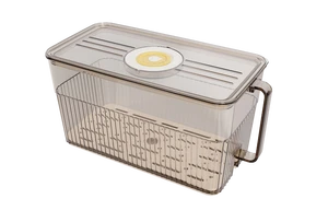 Airtight Plastic Fridge Storage Container with Handle Drain Tray Fresh Vegetable Keeper Box BPA Free Food Organizer Made China