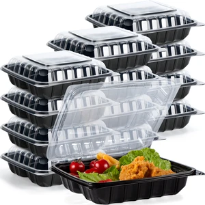 YANGRUI YR9 37oz Meal Prep Food Storage Containers Microwave Freezer Safe Disposable Reusable Plastic Lunch Bento Box