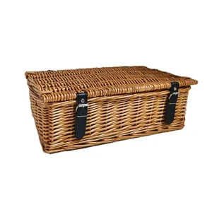 Hot-selling Willow Natural Rattan Wicker Plant Fiber Folk Art Multifunction Square Hand-woven 45x28x15cm Fruit Vegetable Basket