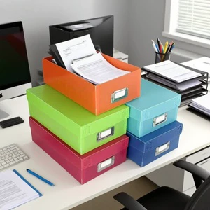 Space Saving Plastic Storage Box for Home Office Desktop with Foldable Design Single-Tier Modern Style
