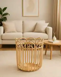 Stylish Wicker Rattan Storage Baskets Handles Practical Floor Bins for Shoes Clothing Home Organization Made Natural Rattan