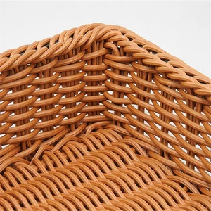 Rectangular Customs Color Plastic Wicker Cheap pp Rattan Basket Empty Weaving Storage Baskets