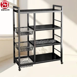 OEM Kitchen Rack Floor Multi-layer Movable Household Vegetable Basket Storage Storage Shelf Supplies