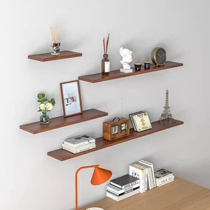 Modern Solid Wood Floating Shelves Wall Mounted Storage Racks with Detachable Design Easy Cleaning