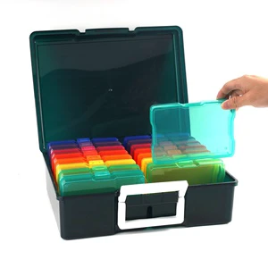 Black PP Plastic Storage Box with 16 Inner 4x6 Inch Boxes Portable Eco-Friendly & Large Capacity for Fishing Tools Art Supplies