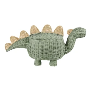 Wholesale Boho Handmade Animal Braided Hamper Plastic Bamboo Fruit Woven Rattan Wicker Gift Storage Baskets With Legs Home Decor