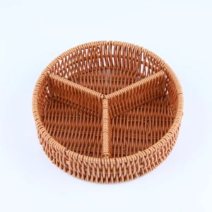 PP Rattan Wicker Storage Baskets Woven Fruit Baskets Eco-Friendly Detachable Design Modern Vintage Style Food Storage Use Cheap