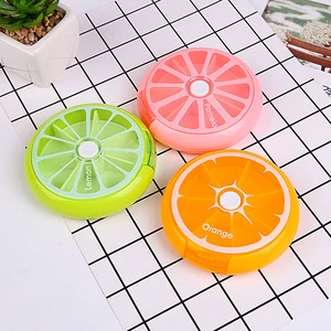 Plastic Weekly Pill Organizer 7-Day 3-Times Medicine Dispenser Push Button Rotate Planner 7 Compartments Multifunction Tools
