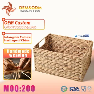 Natural Rattan Weaving Water Hyacinth Seagrass Bamboo Rattan Picnic Storage Laundry Baskets With Handle Living Room Organizers