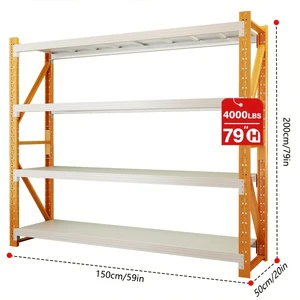Adjustable Modular Industrial 4-Tier Heavy-Duty Warehouse Storage Rack