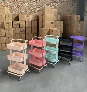 Home Use Floor-Standing Carbon Steel Storage Rack Cart for Kitchen Bathroom Bedroom-Storage Holders & Racks