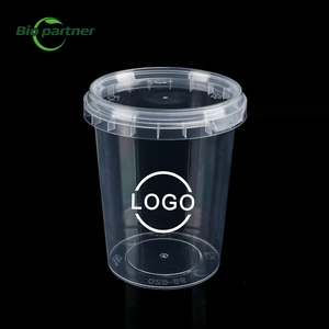 Clear Plastic 32 Oz Storage Box Jar PP Soup Salad Bowl Disposable Food Bucket Tamper Proof Evident Deli Container With Logo Lid