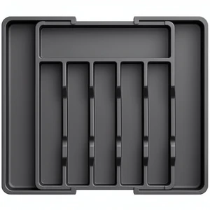 Plastic PP Foldable Modern Flatware Tray Holder Standing Space-Saving Adjustable Kitchen Utensil Tool Cutlery Organizer Storage