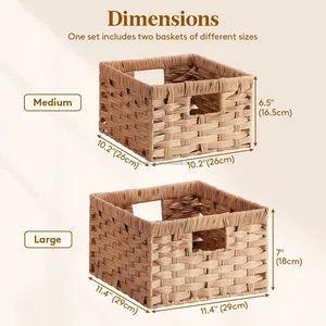 JY Handwoven PP Wicker Storage Basket Waterproof Rattan Basket With Built-in Handles Rectangle Baskets Storagework Wicker Basket